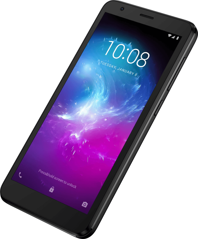 ZTE Blade L8 Black, 5'' 18:9 960x480, 1.3GHz, 4 Core, 1GB RAM, 32GB, up to 128GB flash, 8Mpix/5Mpix, 2 Sim, 2G, 3G, BT v4.2, Wi-Fi, GPS, Micro-USB, 2000mAh, Android 9 Pie (версия Go), 143g, 137,1 ммx67,5 ммx10 мм
